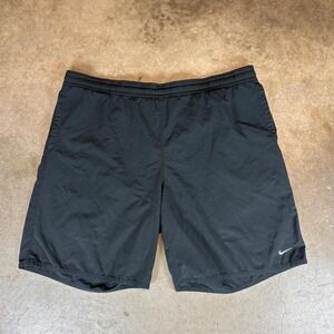 Vintage y2k Nike black track shorts with drawstring waist Size men's XL